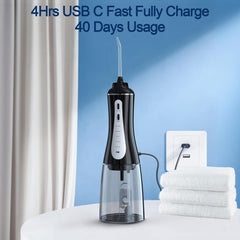 Unboxing MOCEL water dental flosser with six tips and accessories