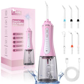 MOCEL Water Flosser Pink with 350ml tank and 5 cleaning modes