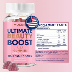 Close-up of strawberry-flavored Moerie Biotin gummy