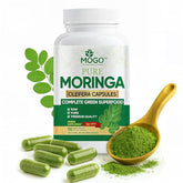 Front view of MOGO Moringa Capsules 180 Count bottle