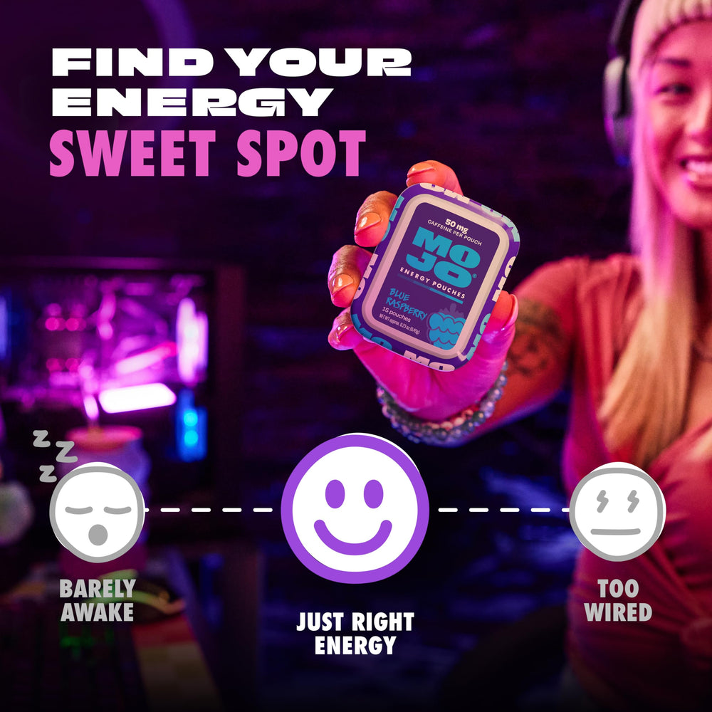 MOJO Energy Pouches Blue Raspberry nutrition label