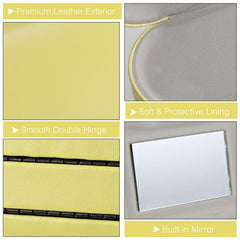 Eyeglass case with mirror on the contact lens side for easy lens removal.