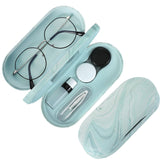 MoKo 2-in-1 double-sided eyeglasses case in blue water color, exterior view