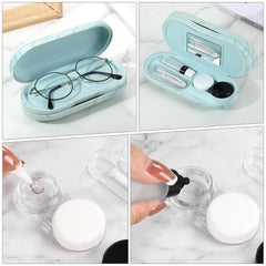 Blue Water MoKo eyeglass case displayed with sunglasses for travel setup