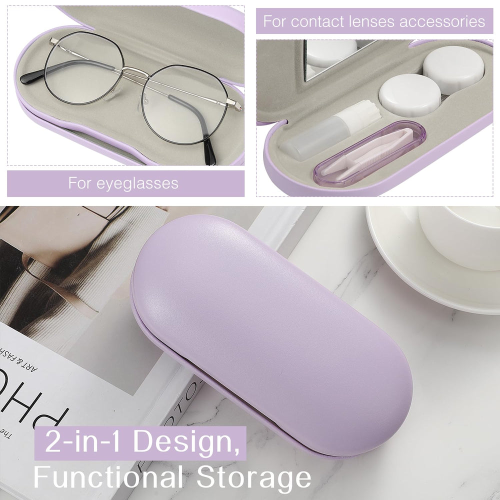 Inside view showing two compartments for glasses and contact lens accessories