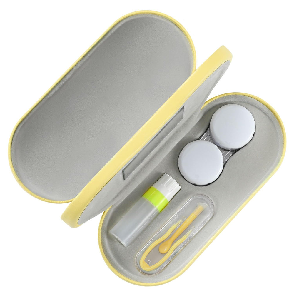 MoKo double eyeglass case in yellow with 2-in-1 design for glasses and contact lenses.