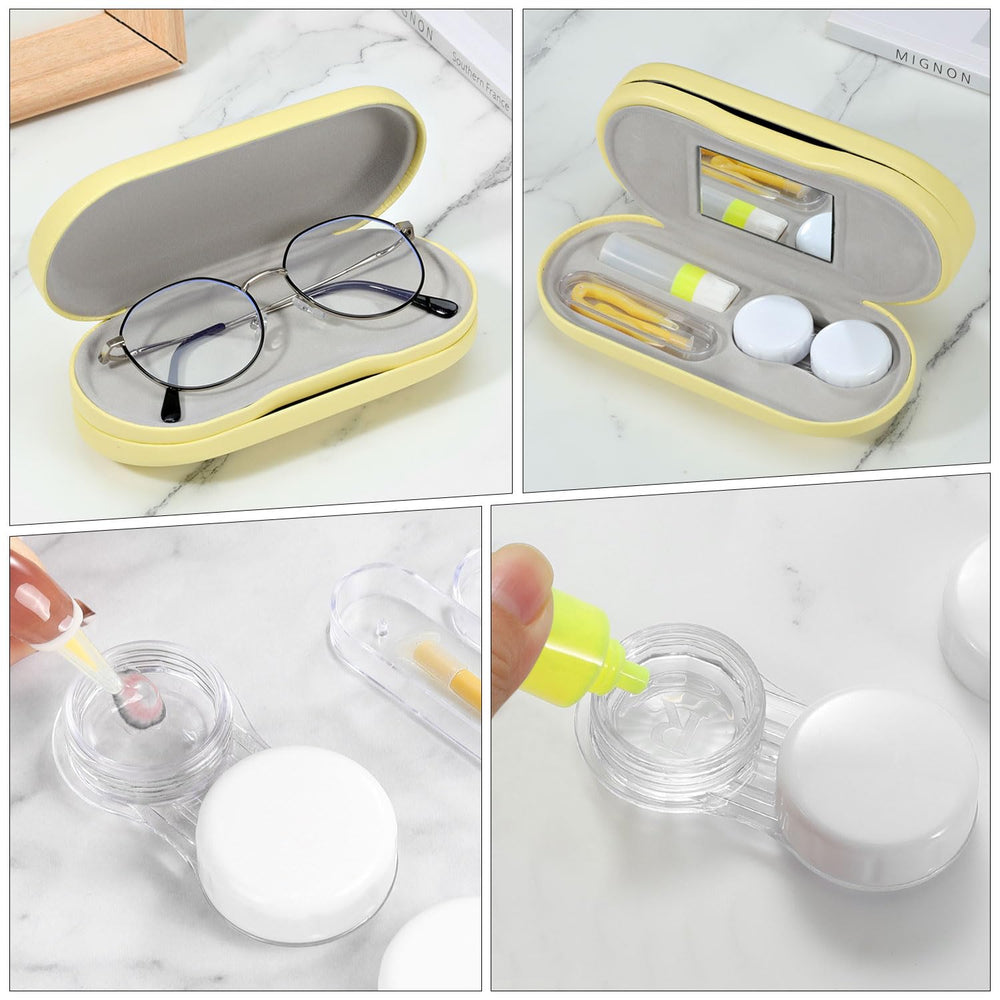 Soft leather exterior with protective lining to shield glasses from scratches.