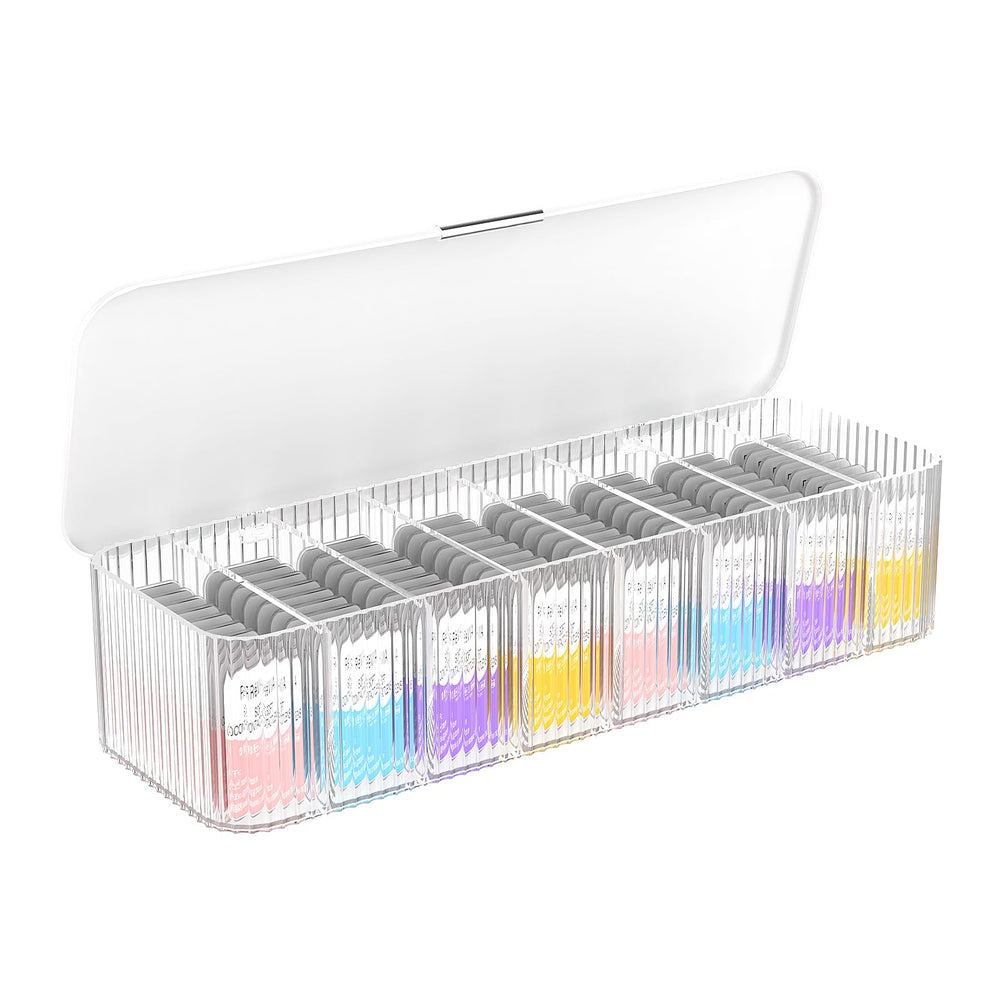 MoKo clear and white contact lens storage case with eight compartments