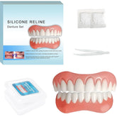 Natural-looking silicone dentures close-up