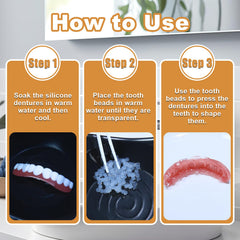Hands shaping moldable teeth at home