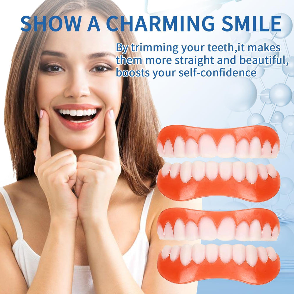 Natural-looking moldable dentures close-up