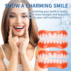 Natural-looking moldable dentures close-up