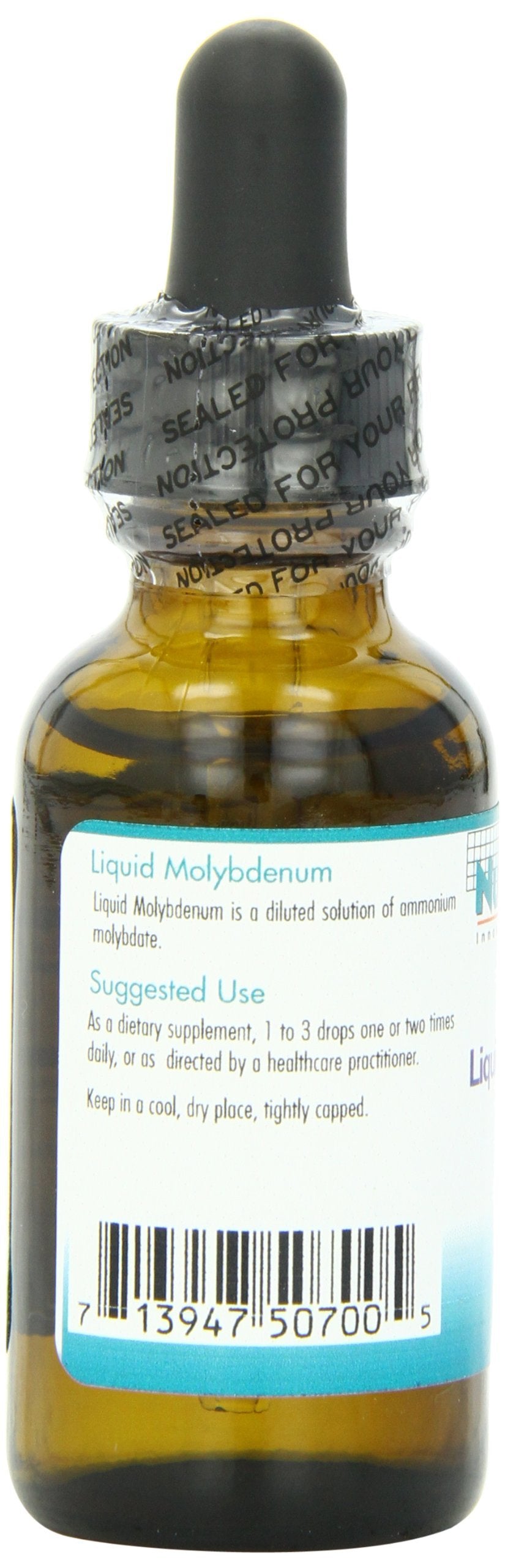 Dropper showing 25 mcg molybdenum per drop