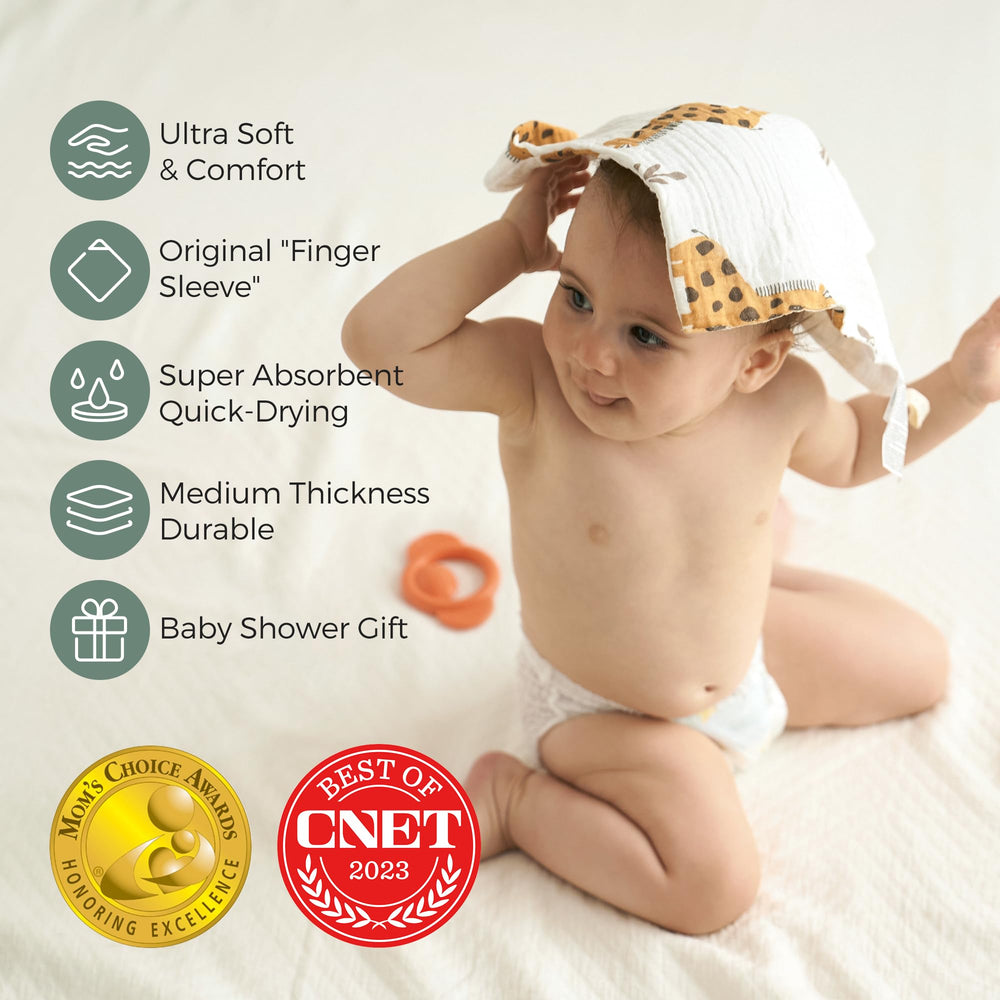 Soft 100% cotton texture of Momcozy baby washcloths