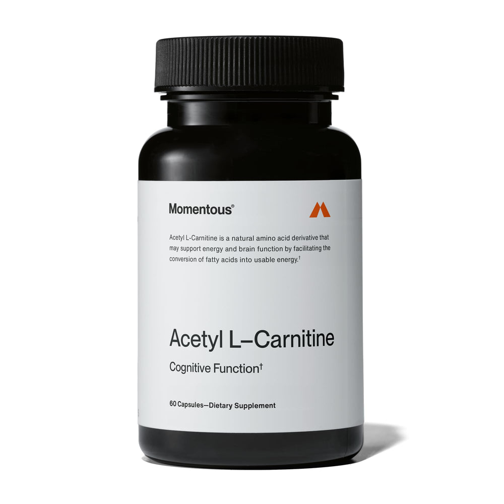 Momentous Acetyl-Carnitine bottle front view, 60 servings