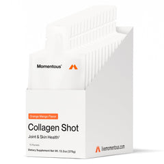 Momentous Collagen Shot mango orange bottle label