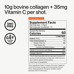 Back nutrition facts panel for Momentous Collagen Shot