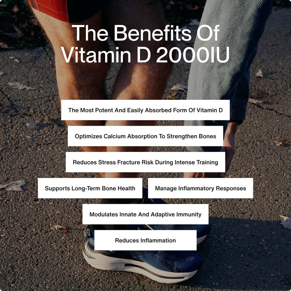 Vitamin D3 2000 IU capsules next to bottle