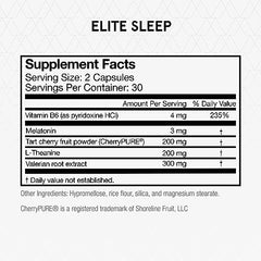 Label highlighting vegan and gluten-free formulation on Momentous Elite Sleep Capsules