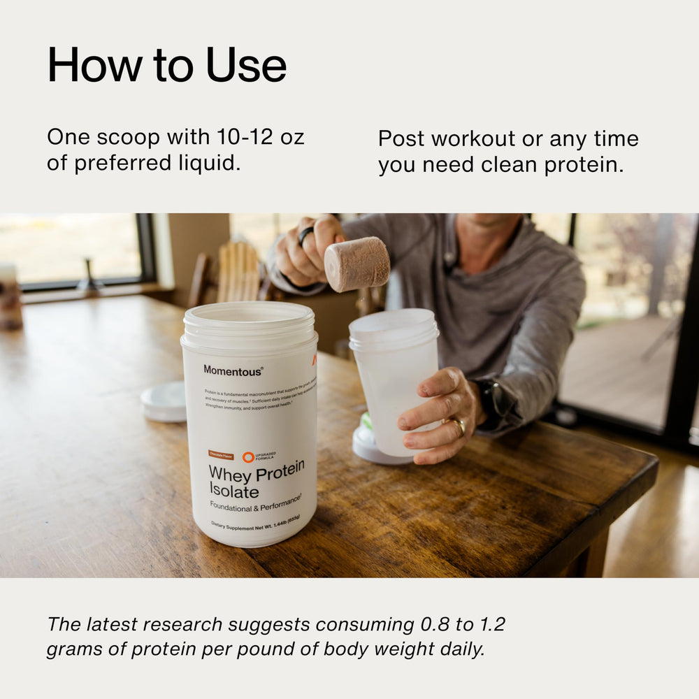 Serving size of Momentous whey protein powder