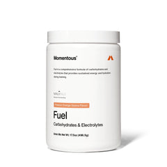 Front view of Momentous Fuel packaging with Passion Orange Guava flavor