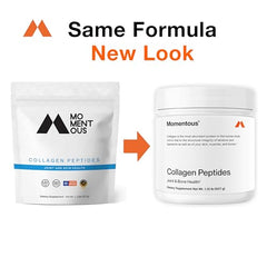 Collagen powder scoop beside jar