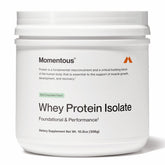 Momentous Grass-Fed Whey Protein Mint Chocolate tub front view