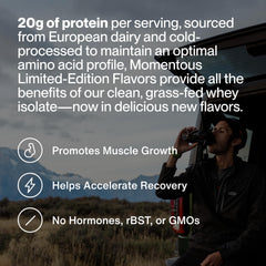 Mint chocolate Momentous whey protein powder scoop