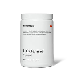 Momentous L-Glutamine Powder bottle with label - NSF Certified for Sport