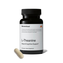 Front view of Momentous L-Theanine 200 mg capsules