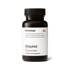 Momentous Ubiquinol bottle with label displayed front