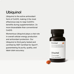 Close-up view of ubiquinol softgels inside a bottle