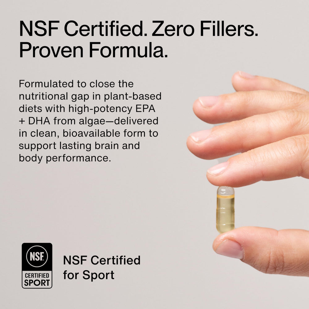 Plant-based omega-3 benefits icons for heart, brain, and joints