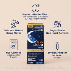 Close-up of the grape flavor label on Mommy's Bliss bottle