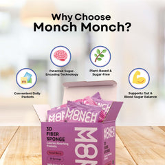 Individual sachet of Monch Monch Forest Berry Fiber Sponge