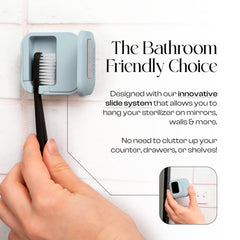 Wall-mounted UV-C toothbrush sanitizer and holder