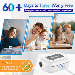 Case with adjustable silicone clip fitting most toothbrush heads