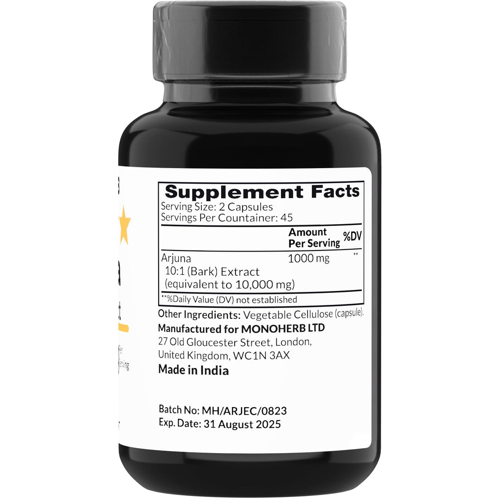 Close-up of MONOHERB Arjuna Extract 1000 mg capsules