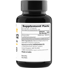 Close-up of a vegan capsule of B12 methylcobalamin 5000 mcg