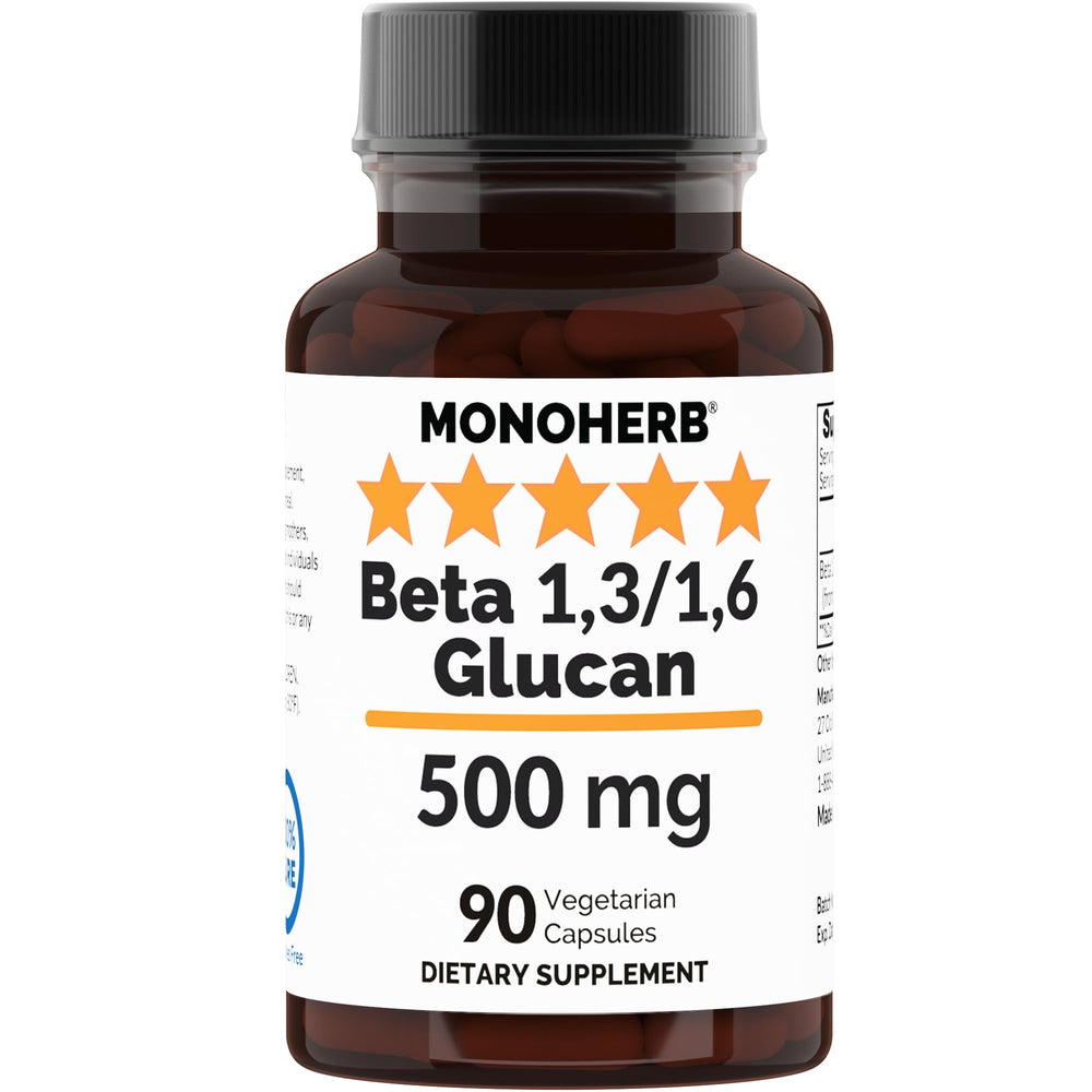 MONOHERB Beta 1,3/1,6 Glucan 500 mg per Capsule bottle