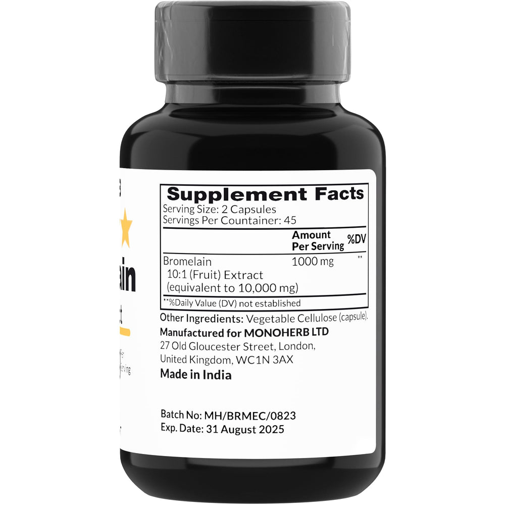 Bromelain Extract 1000 mg serving size close-up