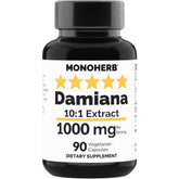 Bottle of MONOHERB Damiana Extract 1000 mg - 90 Vegetarian Capsules (front)