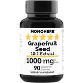 MONOHERB Grapefruit Seed Extract bottle label showing 1000 mg and 90 vegetarian capsules