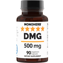 MONOHERB N-Dimethyl Glycine 500 mg DMG supplement bottle - 90 vegan capsules