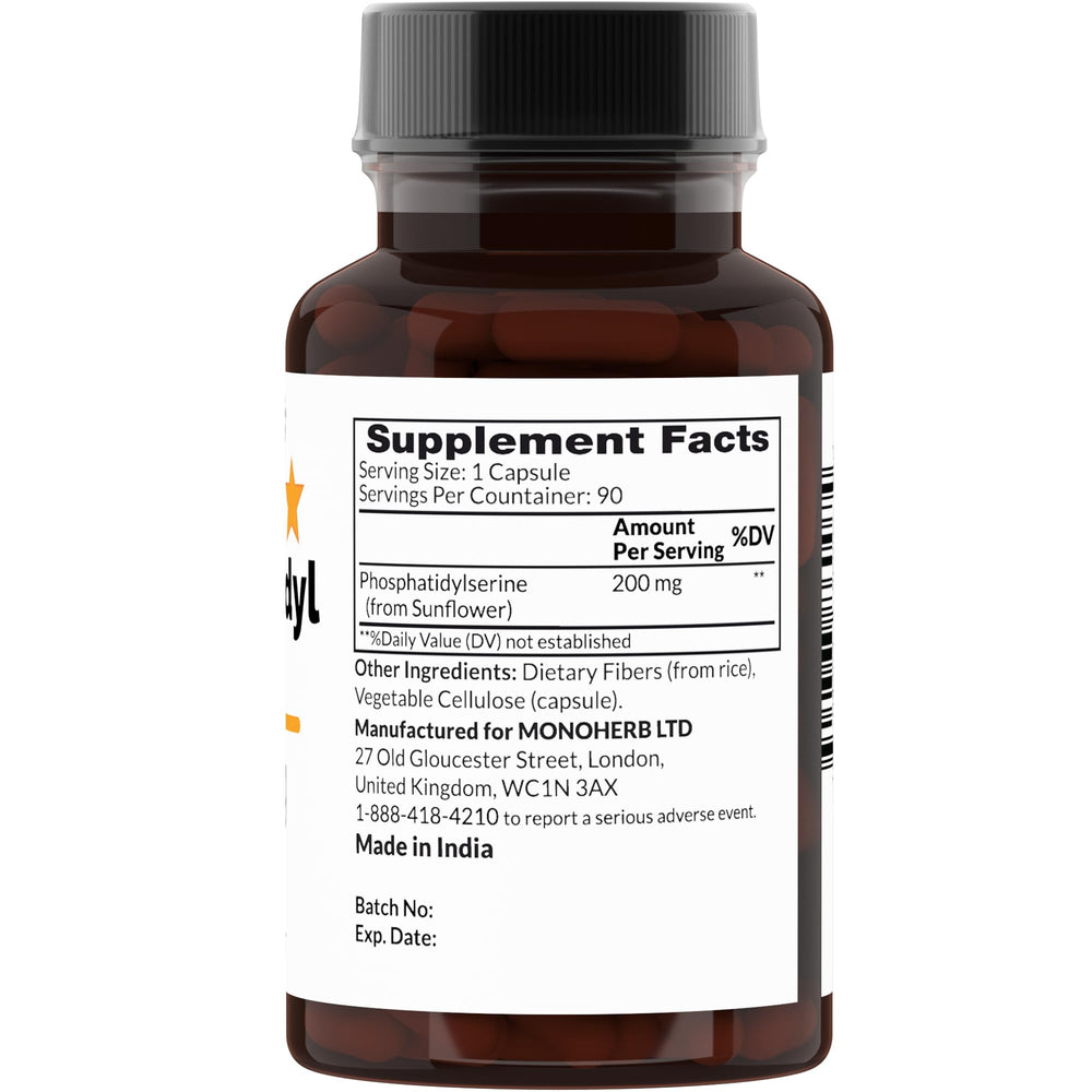 Sunflower-derived phosphatidylserine 200 mg per capsule