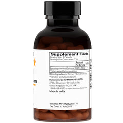 Label for MONOHERB PQQ supplement showing PQQ Disodium Salt and ingredients