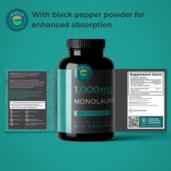 Monolaurin 1000mg capsules bottle for daily use