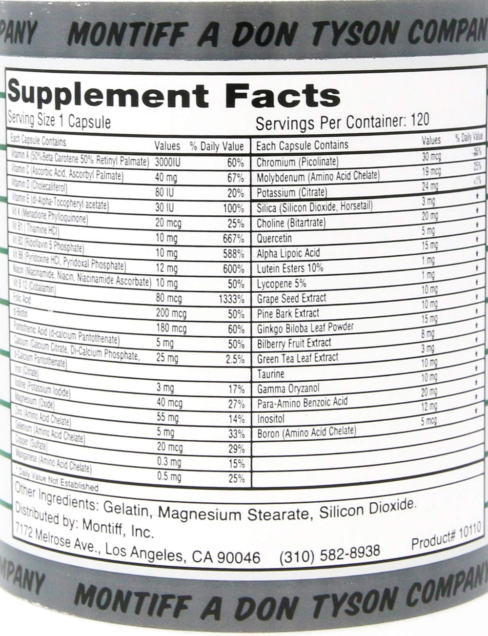 Montiff Vita-Minz Plus bottle label