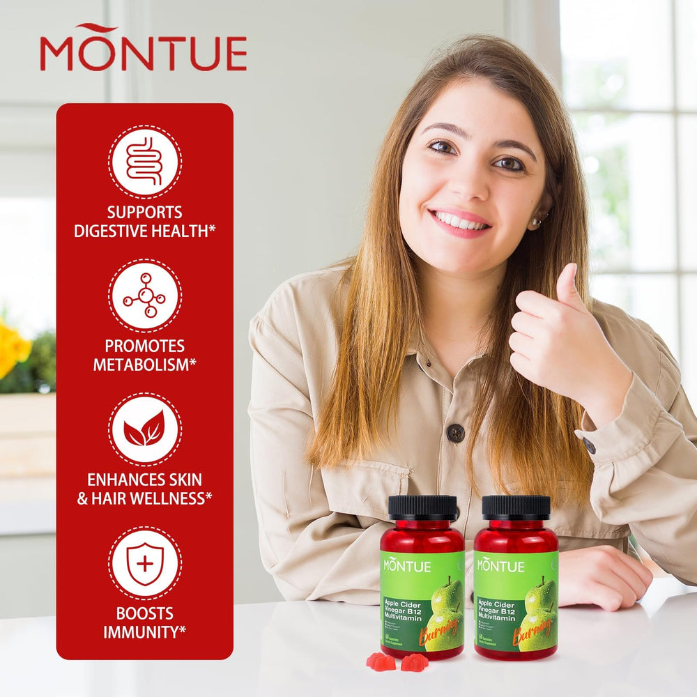 Montue NEWELLME open bottle with gummies visible for easy access and travel-friendly storage
