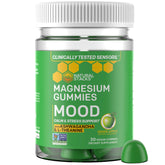 Mood Magnesium Gummies bottle labeled 200mg magnesium citrate and 125mg Sensoril ashwagandha